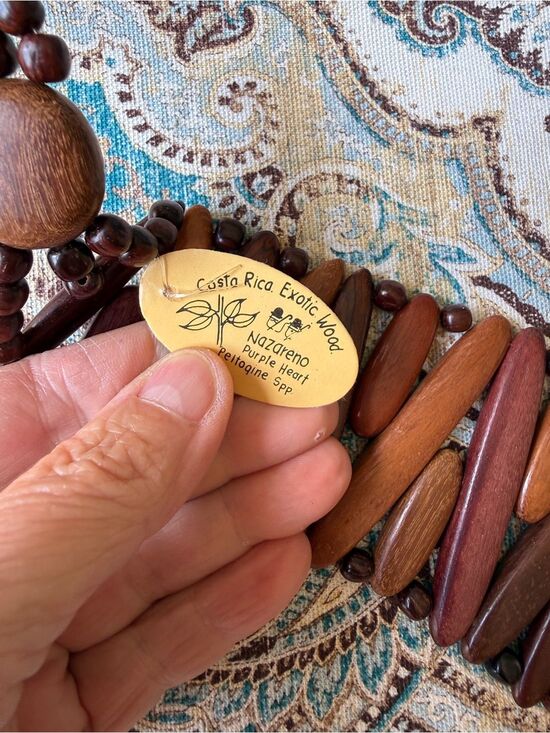 Exotic Wood Belt NWT Adjustable Closure Wide Boho Statement Costa Rica main image 4